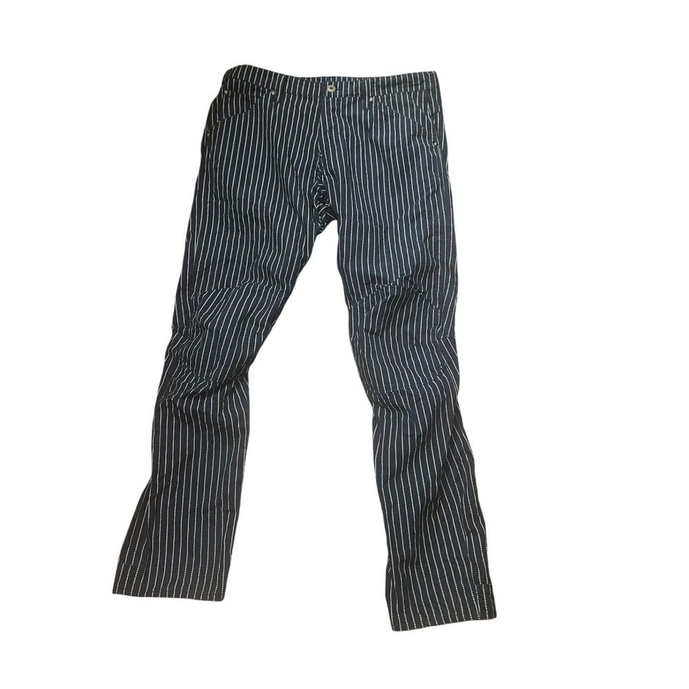 G-Star RAW Originals Navy White Dotted Pinstripe Button Fly Pants Women's